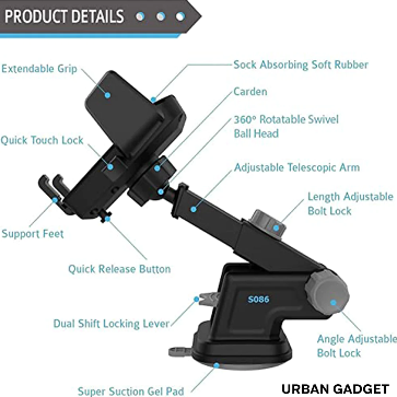 Adjustable Car Phone Holder with Suction Cup